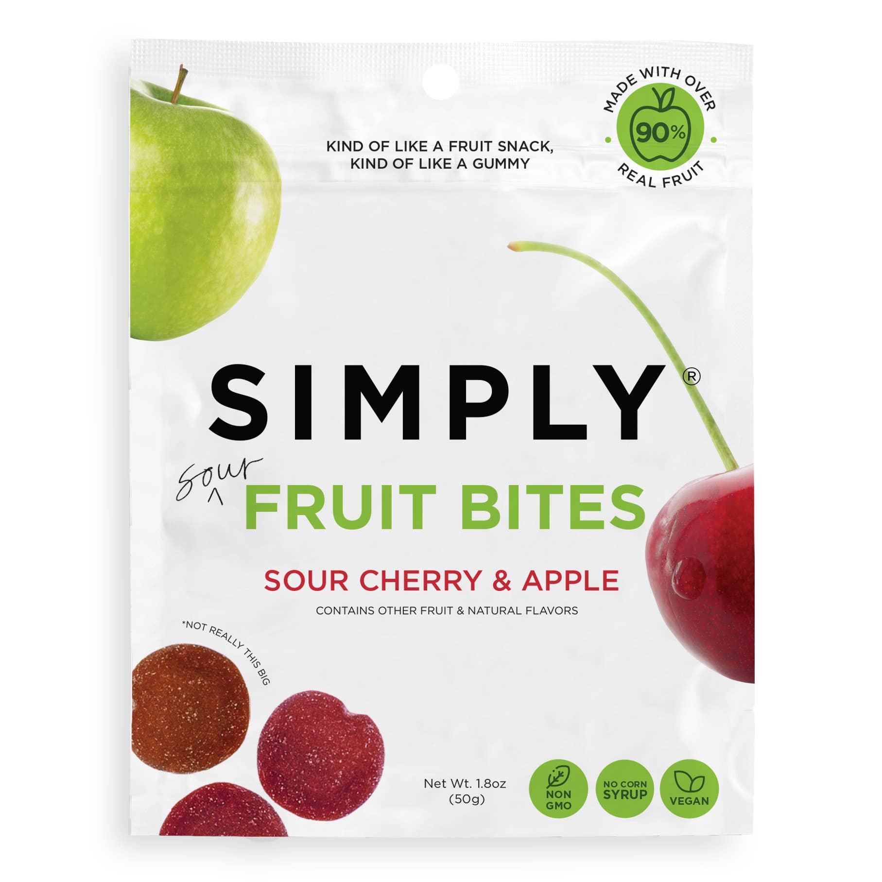 Simply Gum - Wholesale Fruit Snacks - Fruit Bites - Sour Cherry & Apple (1.8 oz Bags) 2