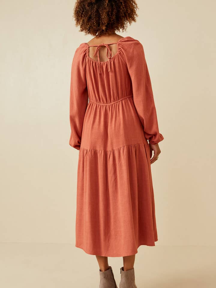 Hayden LA - Wholesale Dress - Women's - Womens Smocked Lace Trim Neckline Tiered Dress7