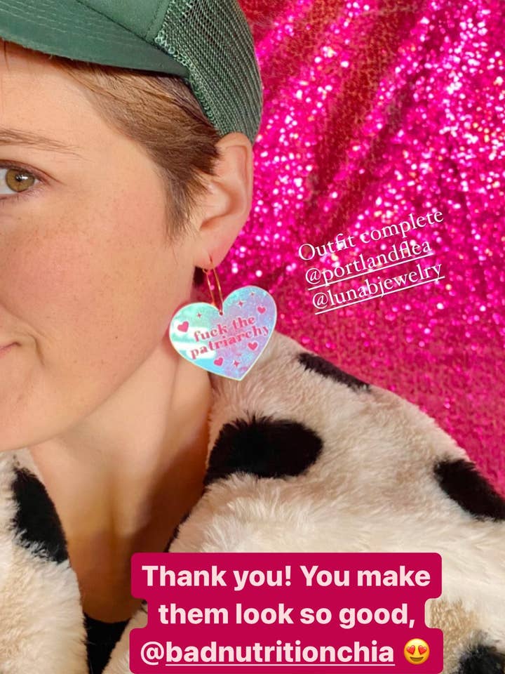 F*ck the Patriarchy Earrings (Taylor's Version) for wholesale by Luna B Jewelry