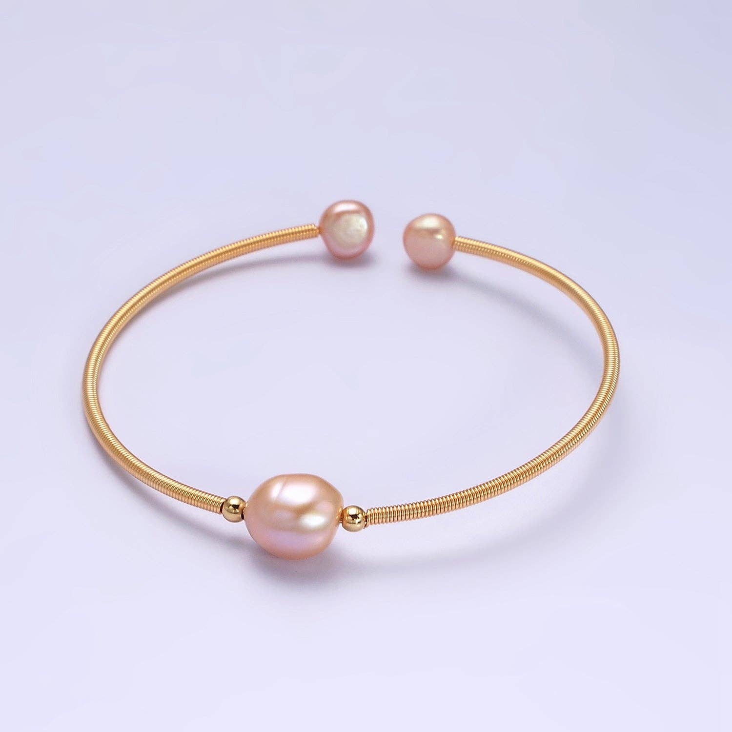 Aim Eternal - Wholesale Cuff Bracelet - Floating Pearl Cuff Bracelet - White Pink Pearl Bangle - Gold Pearl Bracelet Minimalist jewelry WA1862 WA18631
