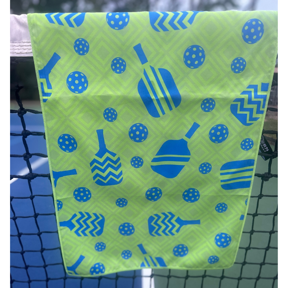 Born to Rally - Wholesale Sports Towel - Pickleball Microfiber Athletic Towel - Blue/Green6