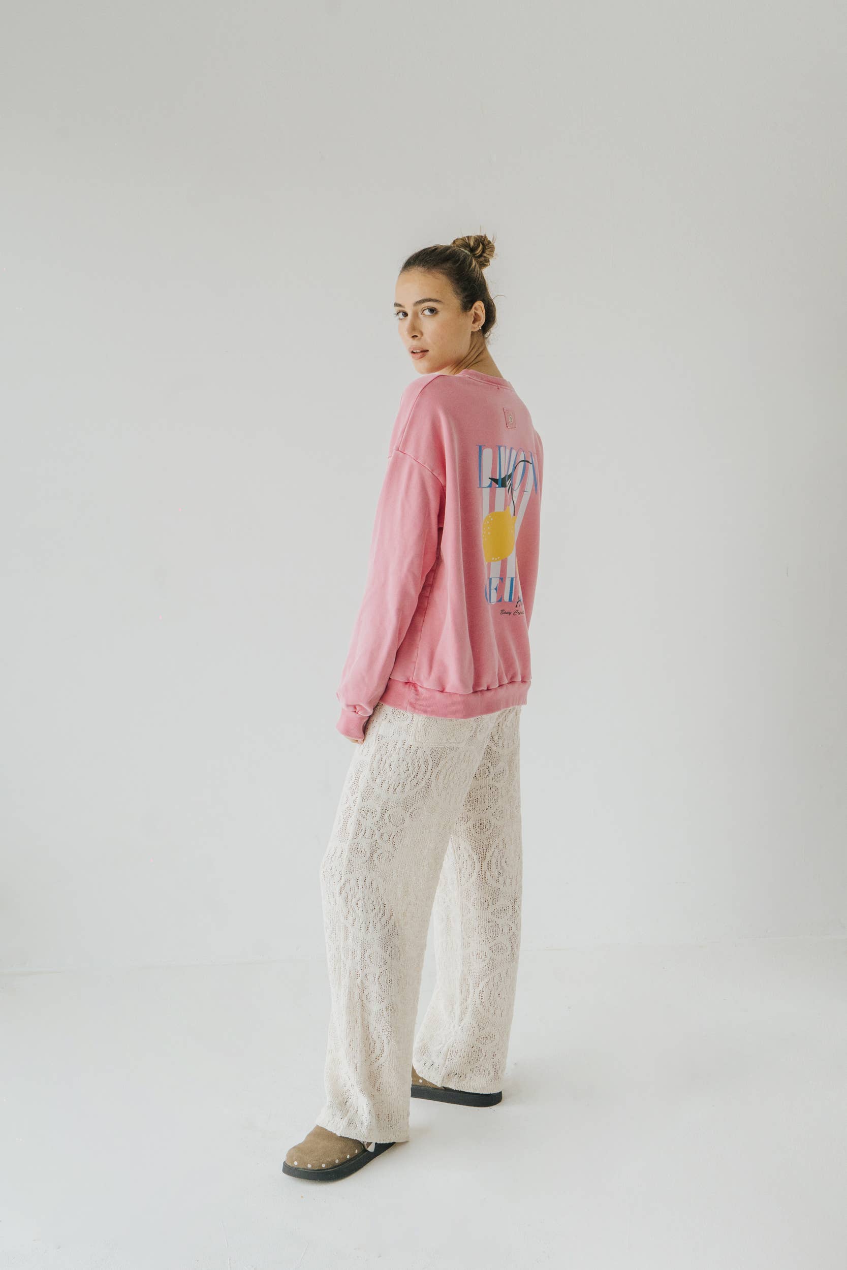Bauy - Vente Sweat-shirt à imprimés – femme - Pull rose imprimé4