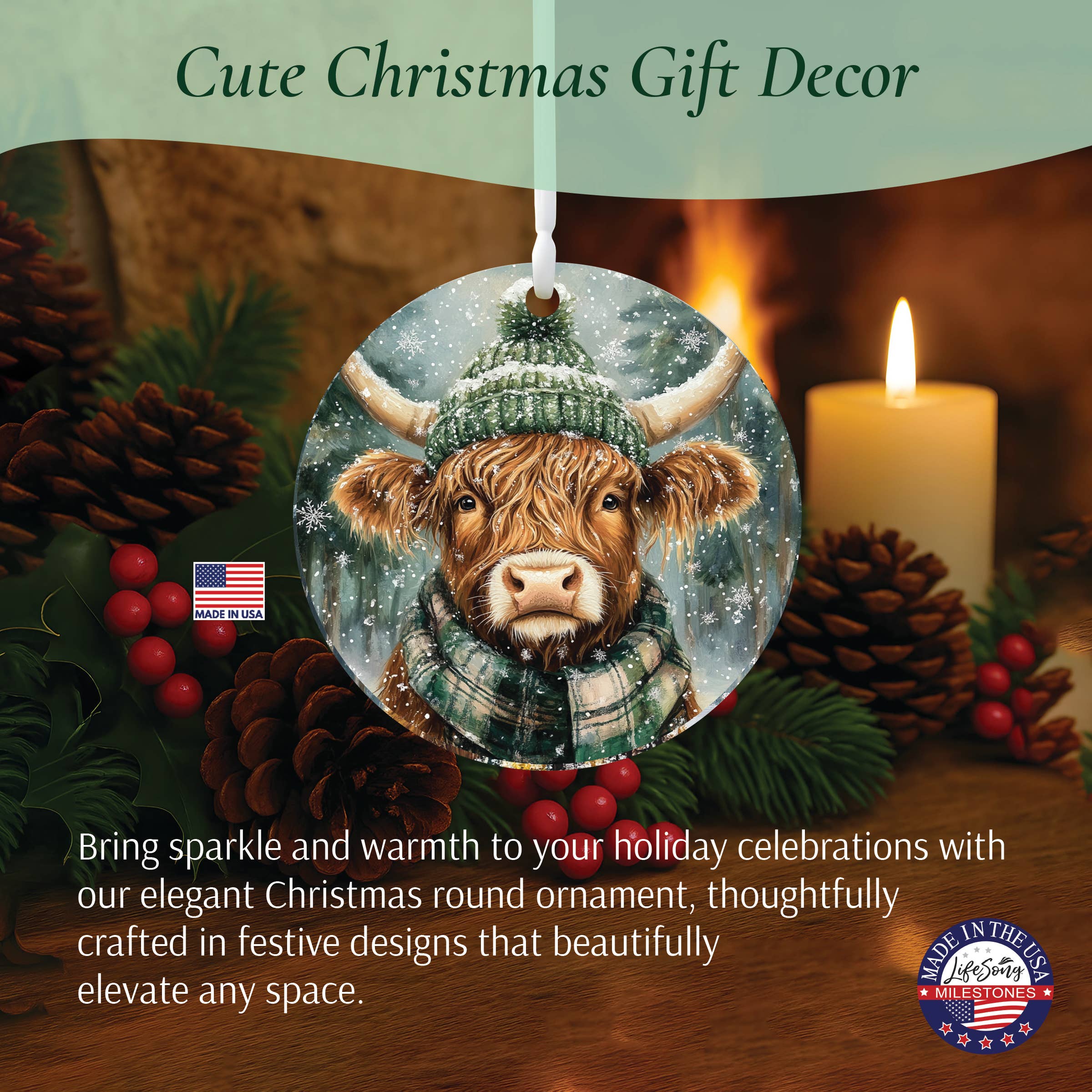 LifeSong Milestones - Wholesale Ornament - Highland Cow Christmas Gifts  2025 Tree Ornament Decor4