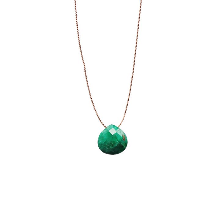 Bali Soul - Wholesale Pendant/Charm Necklace - Emerald Silk Cord Necklace, May Birthstone