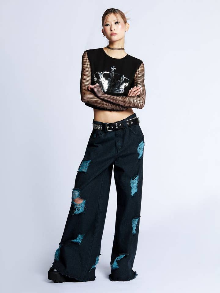 Jeans Electric Mayhem pour la vente par Pretty Damage