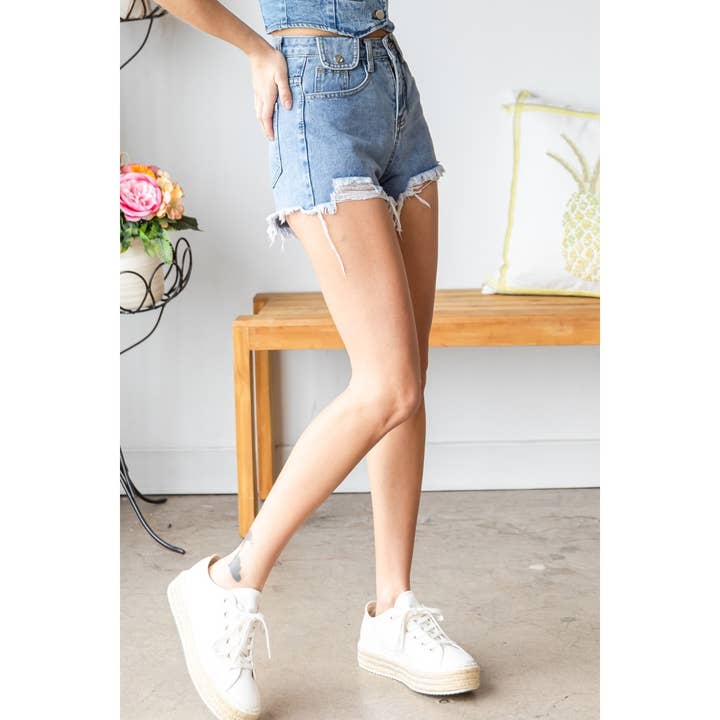 Flap Belt Loop Denim Short for wholesale on Faire1