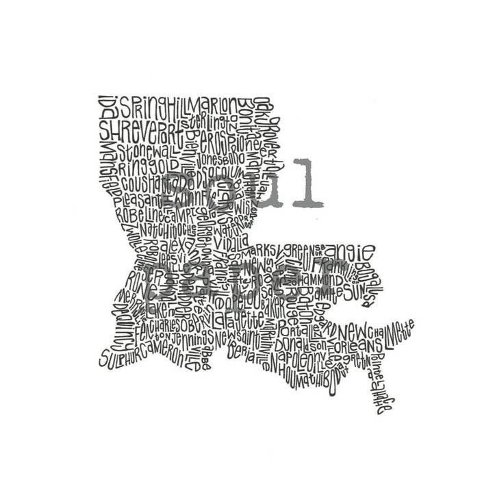Mappa Louisana per la vendita all'ingrosso da parte di Soul Paper