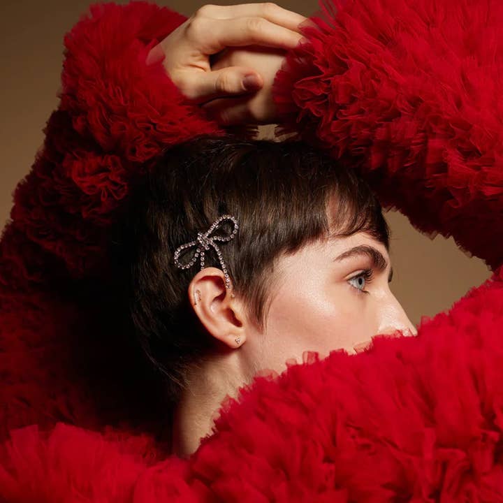 Elegant Bow Knot Rhinestone Hair Clip - Gold and Silver for wholesale by LadyJuneAccessories