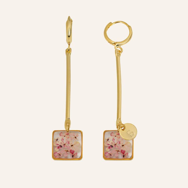 Flower Line Square Purple Küpe for wholesale by fioreldesign