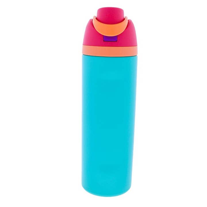 Blue 24 Oz. Water Bottle With Pink Straw Cap for wholesale by Jane Marie