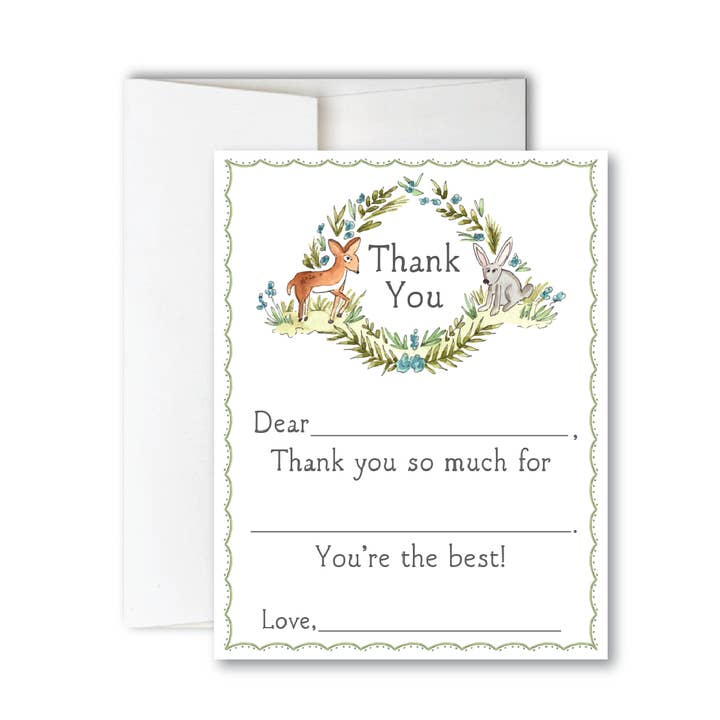 Woodland Kids Thank You for wholesale by Flower and Vine