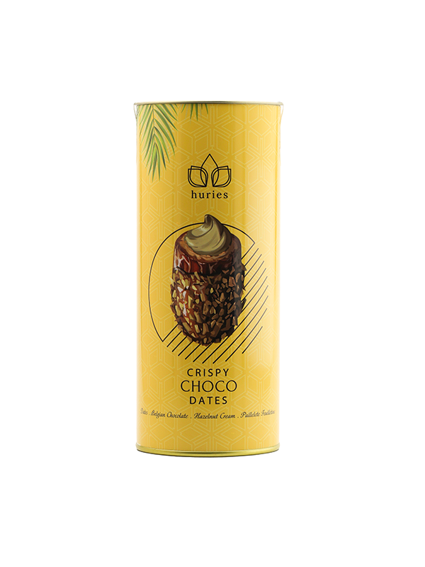 Aladdin – Doces cobertos de chocolate por atacado – Tâmaras Recheadas com Amêndoas e Chocolate de Morango Premium Huries - Tubo de 200g0