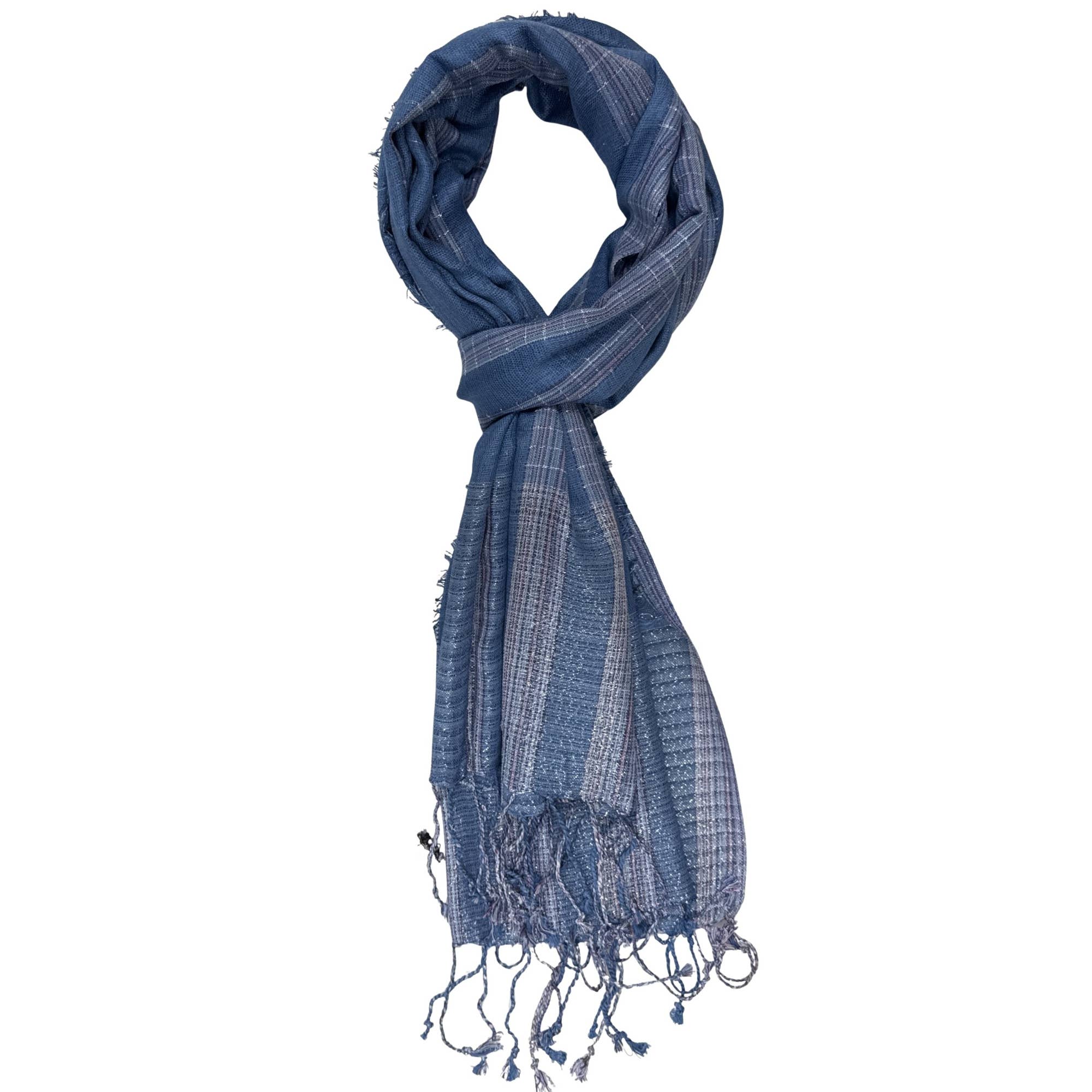 Treasure Jewelry - Wholesale Scarf - Women's - Hand-Loomed Viscose-Blend Tassel Scarf – Plaid & Striped9