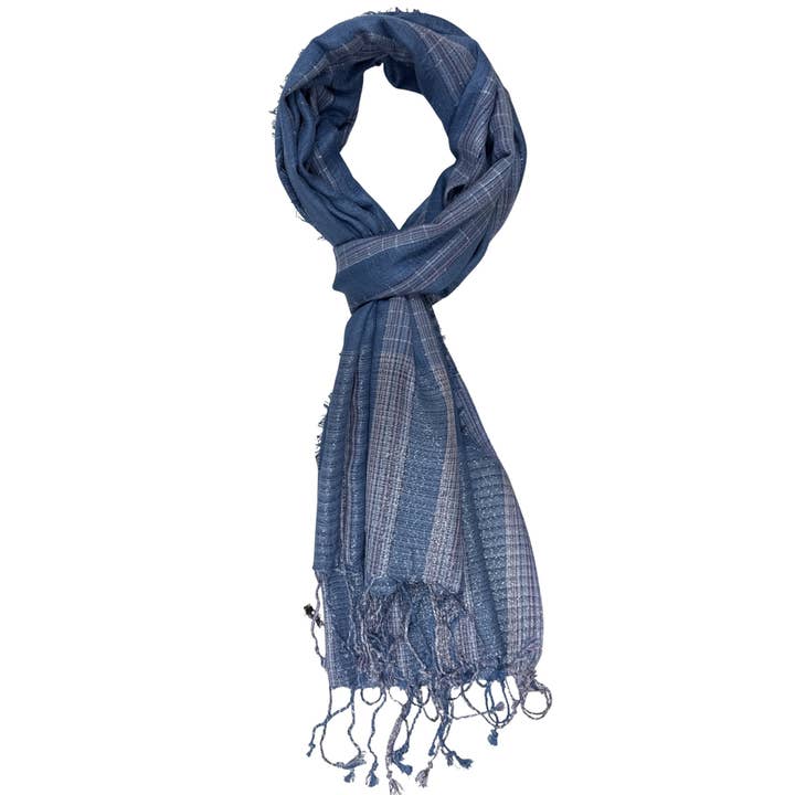Treasure Jewelry - Wholesale Scarf - Women's - Hand-Loomed Viscose-Blend Tassel Scarf – Plaid & Striped9