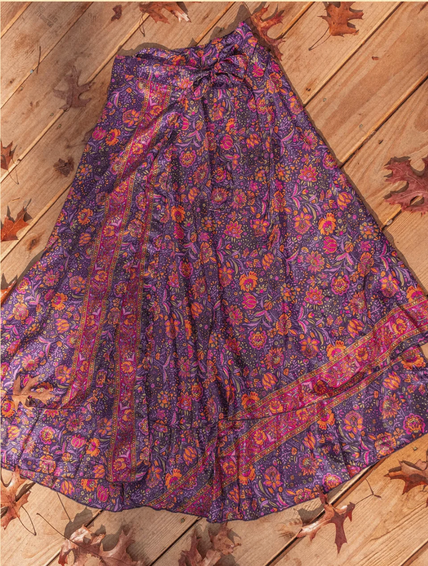 Gardenbelle Shop – Saia - Mulher por atacado – Saia de seda floral Hippie Boho Estilo 2 Camadas7