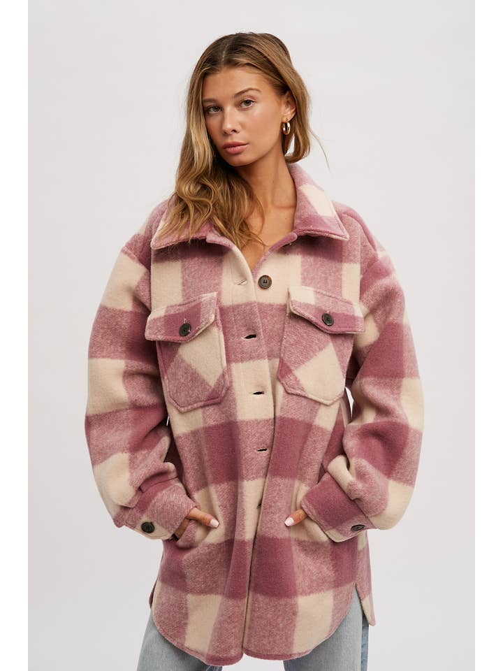 Bluivy – Engroshandel Frakke - Dame – BØRSTET PLAID OVERDIMENSIONERET FRAKKE26
