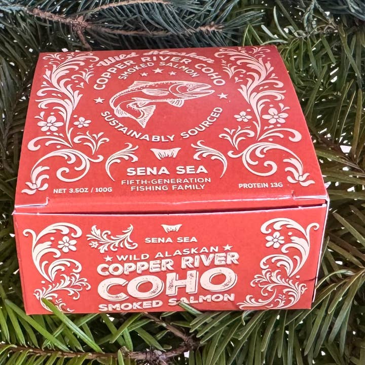 Smoked Salmon Tins, Copper River Coho for wholesale by Sena Sea Seafoods