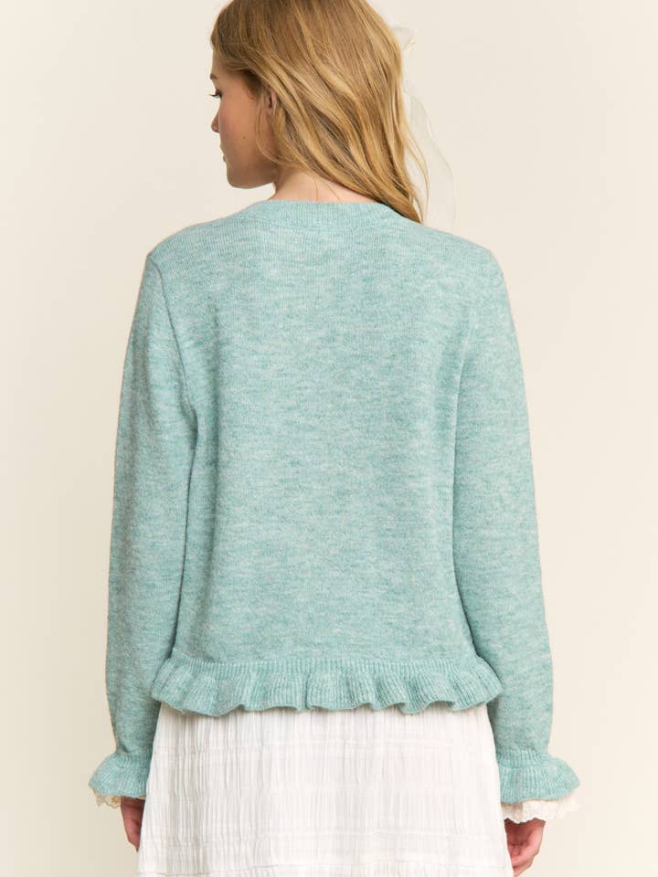 CANDESCENT - Wholesale Cardigan - Women's - Lace Trim Ruffle Hem Cardigan19