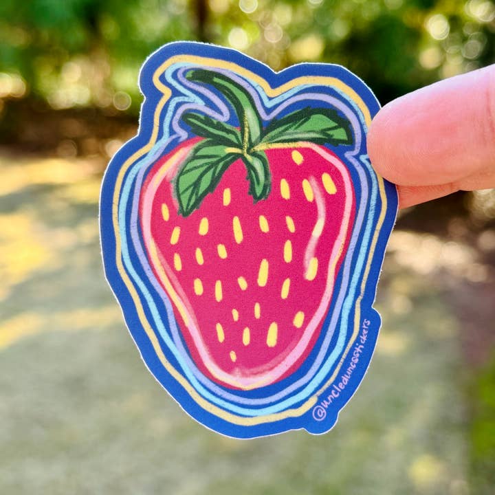 Strawberry {sticker} for wholesale by Uncle Dunc's Sticker Shoppe