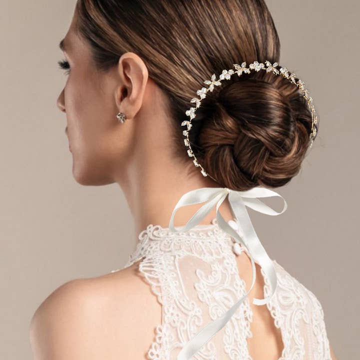 Sensibling Corp. - Wholesale Fashion headband – women's - CZ Stone Paved Cluster Flower Leaf Vine Wrap Headpiece