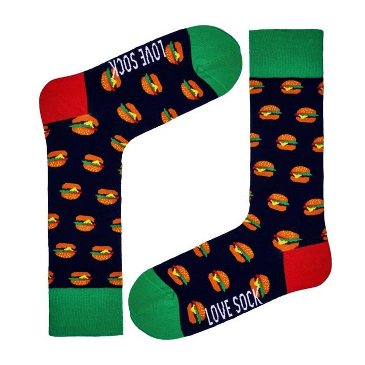 Meias Love Sock Company Burger Novelty Crew (unissex) por atacado de Love Sock Company