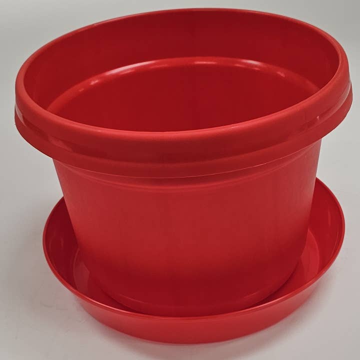 Red Flower Pot with Saucer for wholesale by Austin Planter