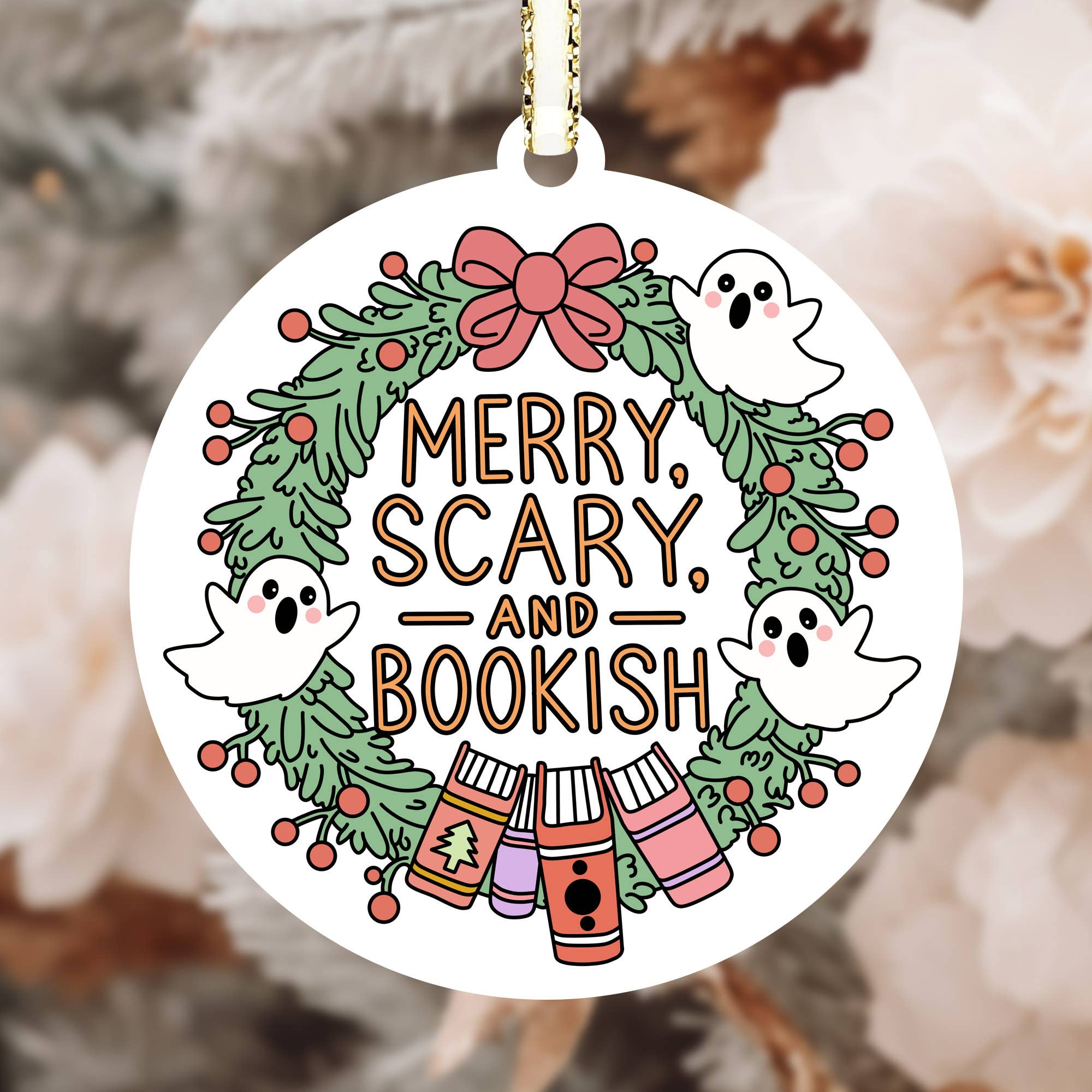 Momenti di Vita - Vente Objets de décoration - Ornement de Noël Livre, Cadeaux Fantômes pour Amateurs de Livres, Produits Dérivés de Livres2