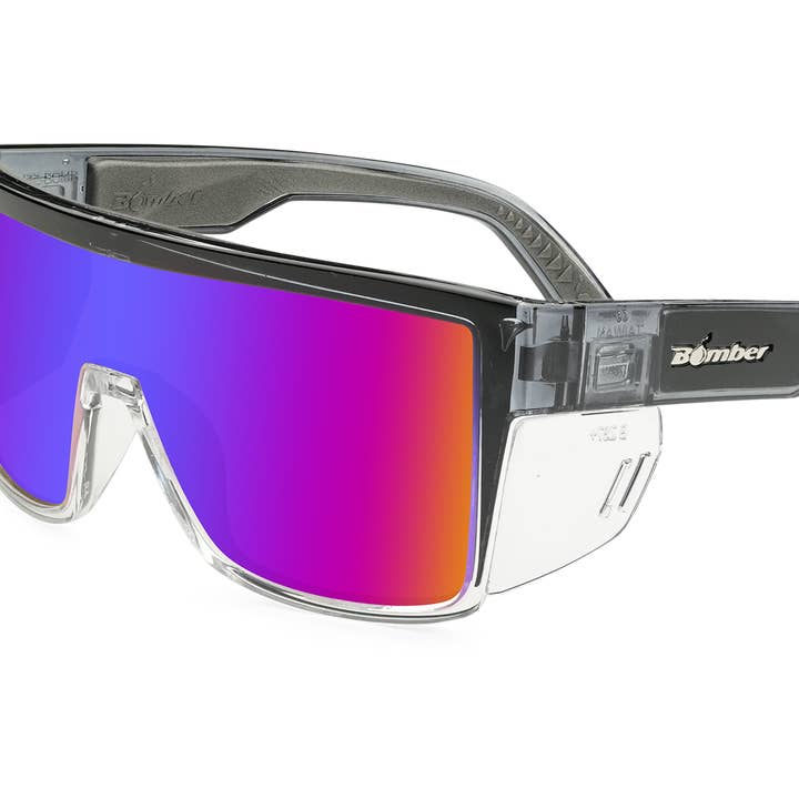 Buzz Bomb Safety - Polarized Sunset Revo Pink Mirror Crystal for wholesale by Under The Sun Originals / Bomber Eyewear