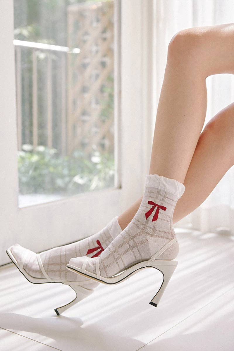 7DAYSSOCKS - Wholesale Sokken - Dames - Crew Ribbon Check sokken voor dames5