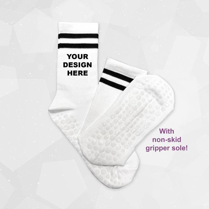 Custom Printed Striped Crew Socks with Gripper Soles and other Purchase Wholesale squid sock. Free Returns & Net 60 Terms on Faire trending on Faire.