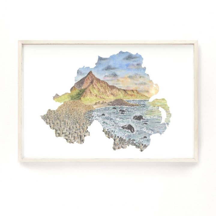 Aquarelle d'Irlande du Nord, peinture irlandaise, Giant's pour la vente par Emilie Taylor