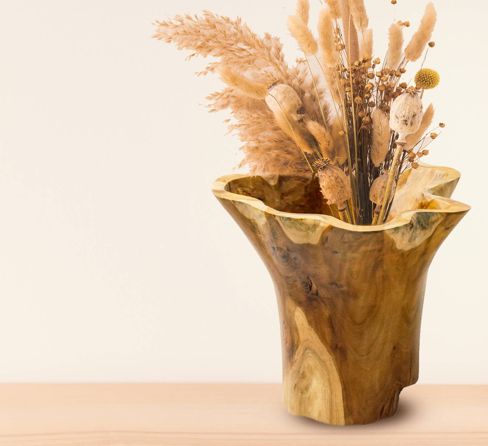 Rainforest Bowls – wholesale Vas – 12-tums blommande rotstock Teak Root Vase1