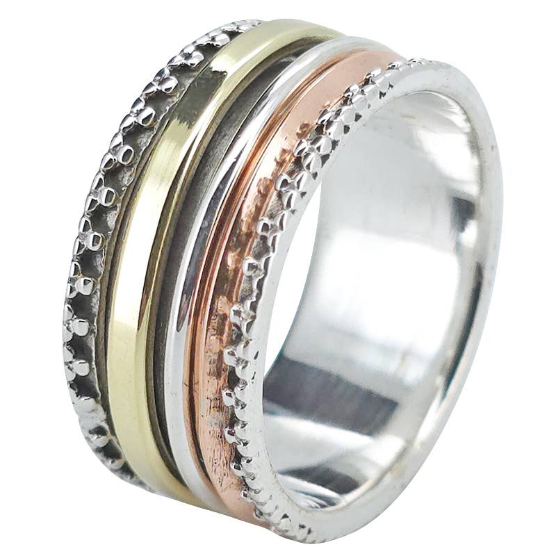 Amberman - Wholesale Band/Stacked Ring - Silver, Brass And Copper Spinner Classic Anxiety Ring0