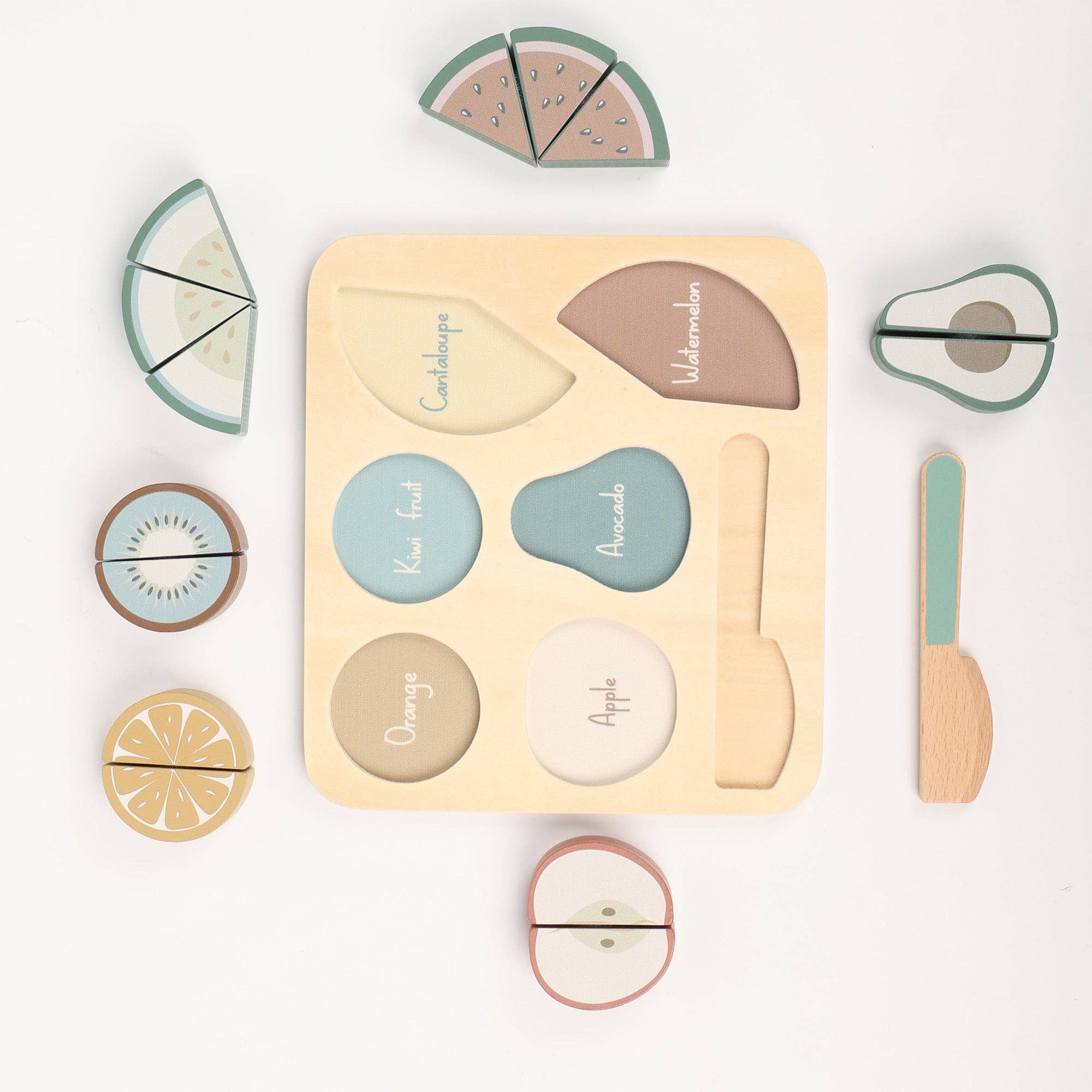 OmaOmaOma! Montessori Educational Wooden Toys for Kids - Wholesale Puzzle - Kids - Wooden Fruit Cutting Puzzle - Velcro Play Food Set Ages 18m+1