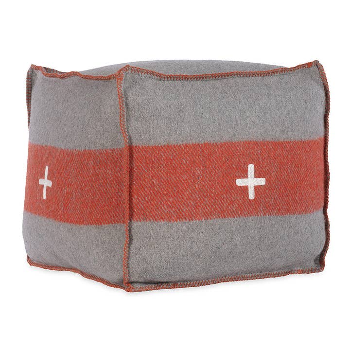 Swiss Army Pouf 18X18X18 Grey/Orange for wholesale by Blue Ocean Traders