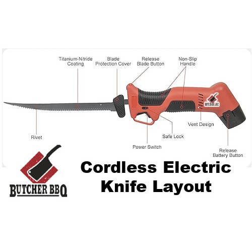 Cordless Electric Knife - Carving and BBQ Knife for wholesale by Butcher BBQ Inc