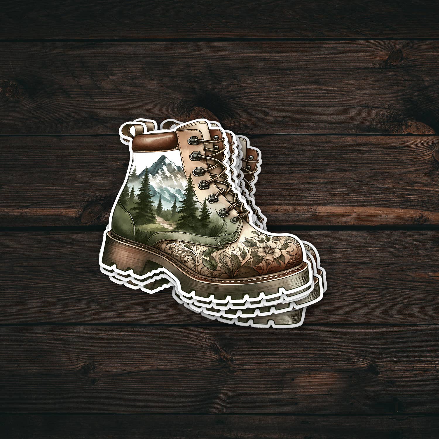PiggyPrintStickers - Wholesale Sticker - Forest Hiking Boot Sticker