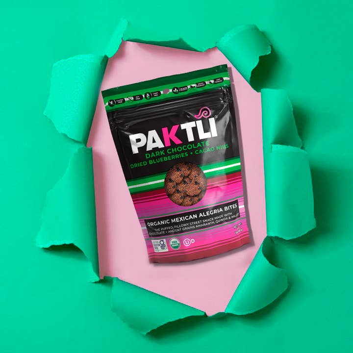 Paktli Foods - Wholesale Chocolate Covered Sweets - NEW Dark Chocolate Alegria Bites+Blueberries/Cacao Nibs14