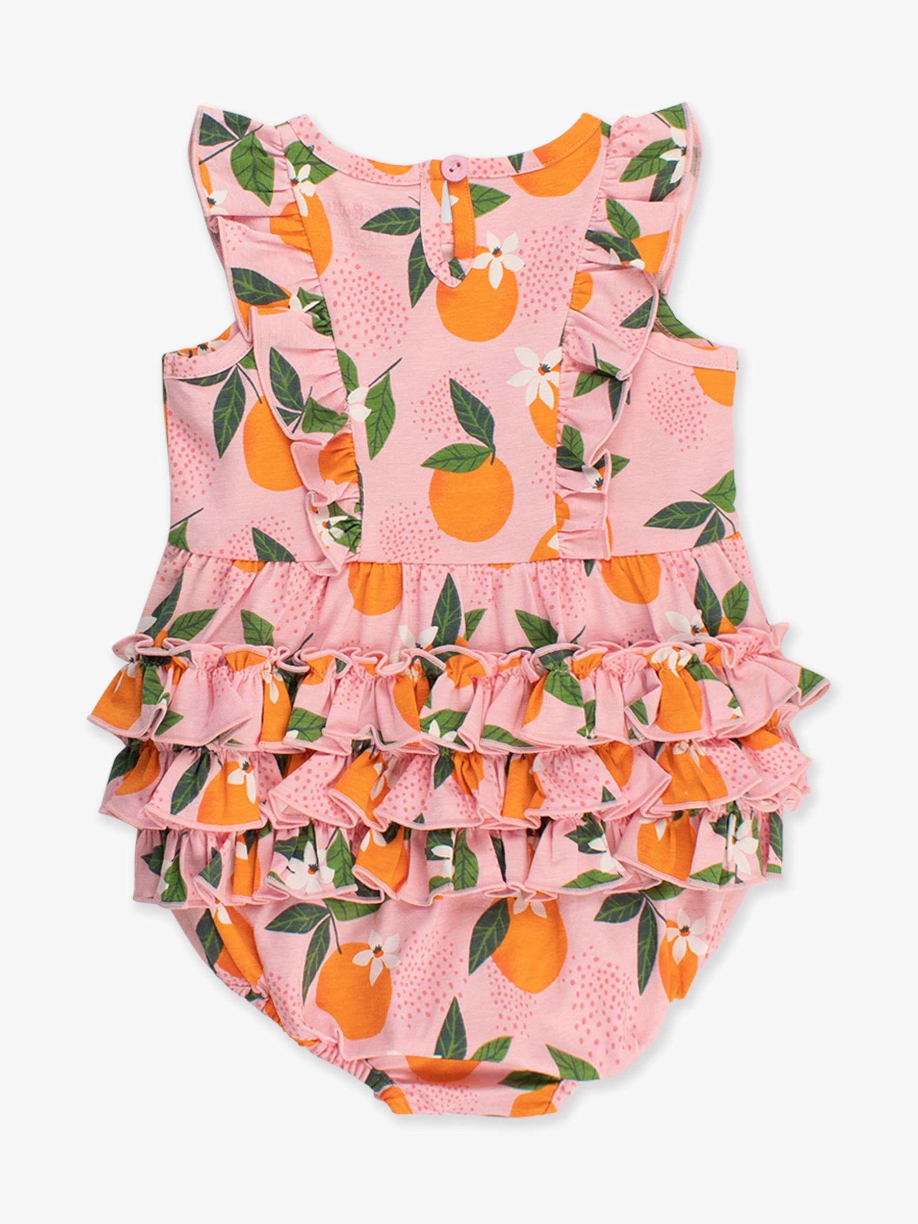 Pink Baby Girls Orange You The Sweetest Tank Waterfall Romper for wholesale on Faire7