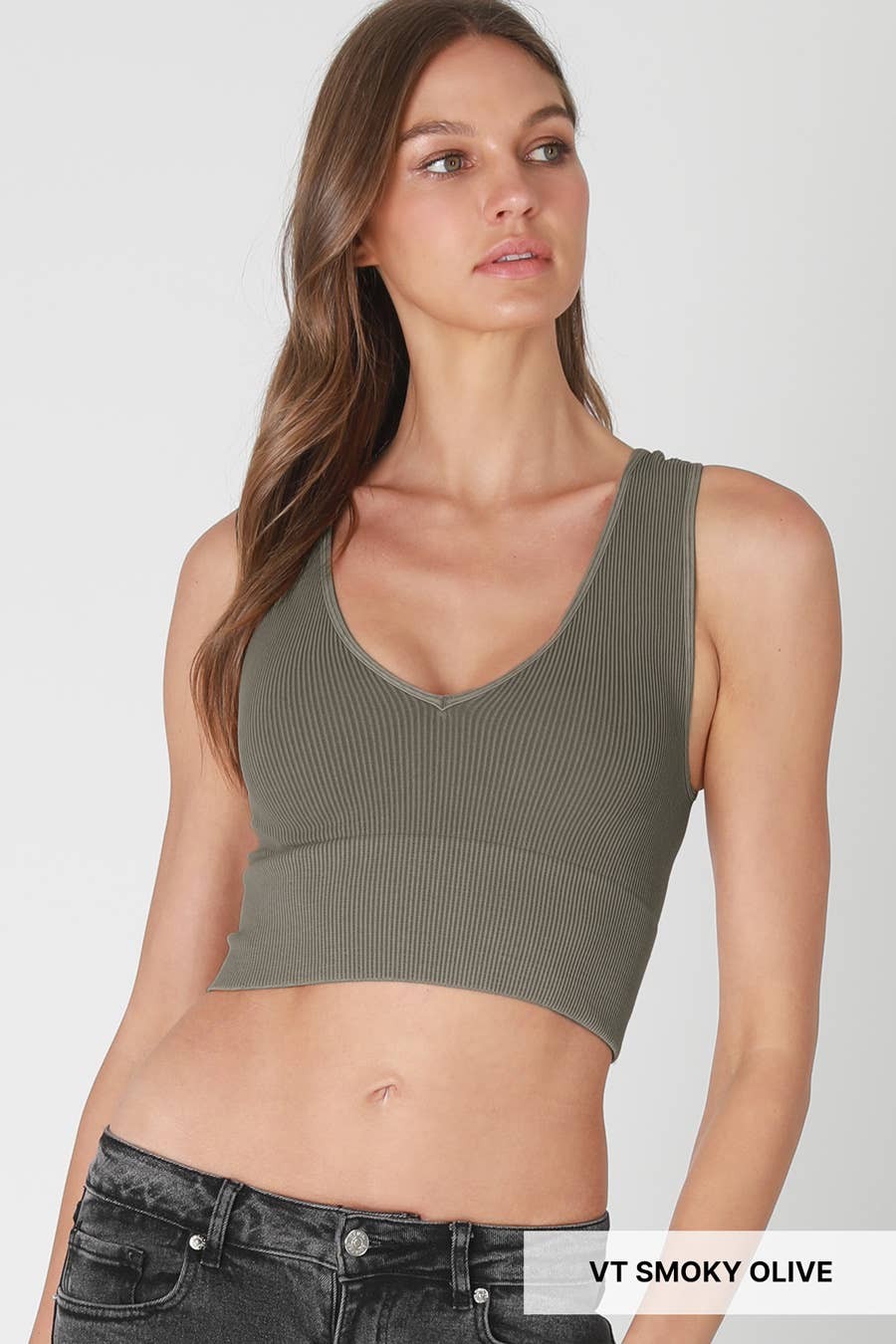 NIKIBIKI - Wholesale Knit Top - Women's - NS8192 - Vintage Plunge V-Neck Seamless Crop Top6