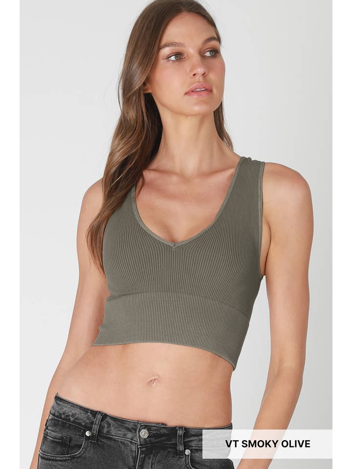 NIKIBIKI - Wholesale Knit Top - Women's - NS8192 - Vintage Plunge V-Neck Seamless Crop Top6