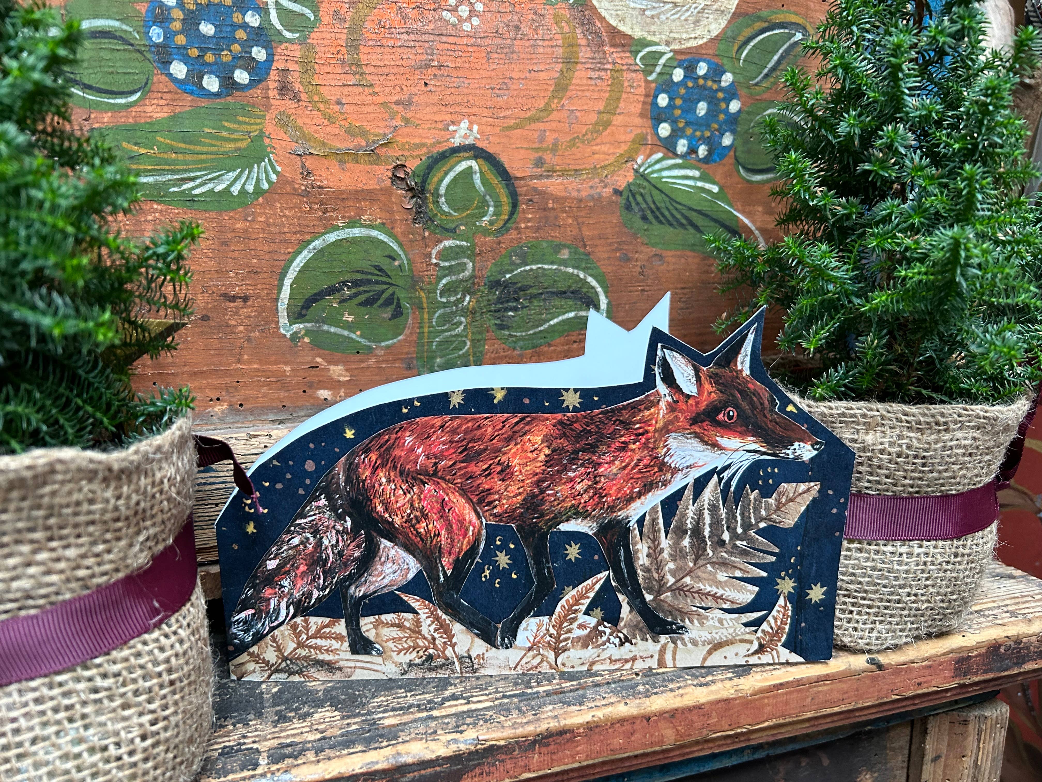 Clare O’Neill Artworks – wholesale Everyday greeting card – Night Fox die cut blank greeting card3