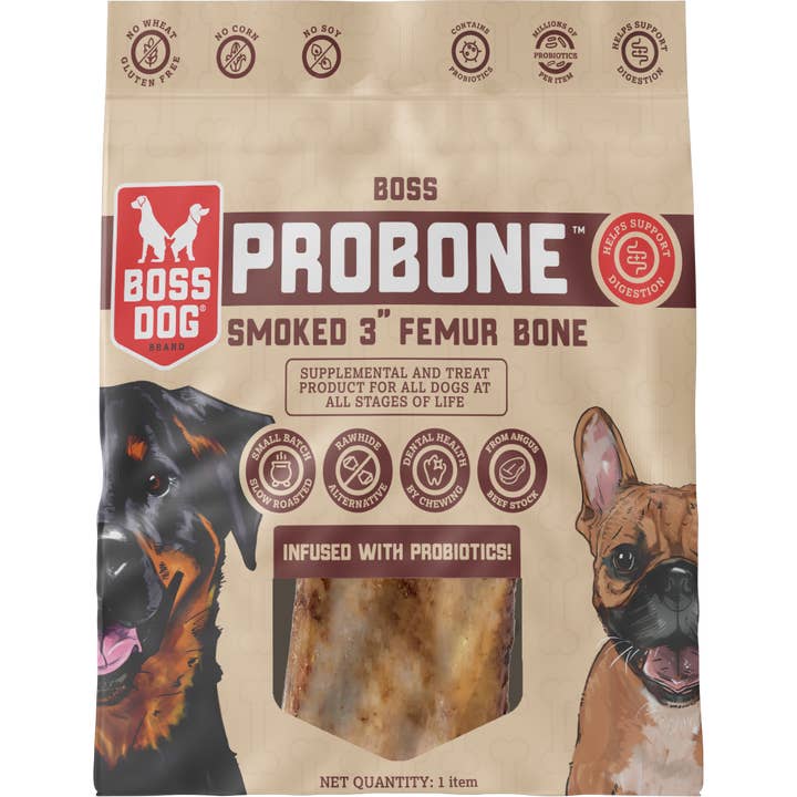 BOSS DOG BRAND, INC. - Wholesale Pet Treats - Dog - Boss Dog Probone Smoked 3" Femur Bone