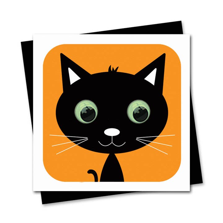 Halloween Greetings Card | Black Cat| Halloween invitations for wholesale by Stripey Cats Cards