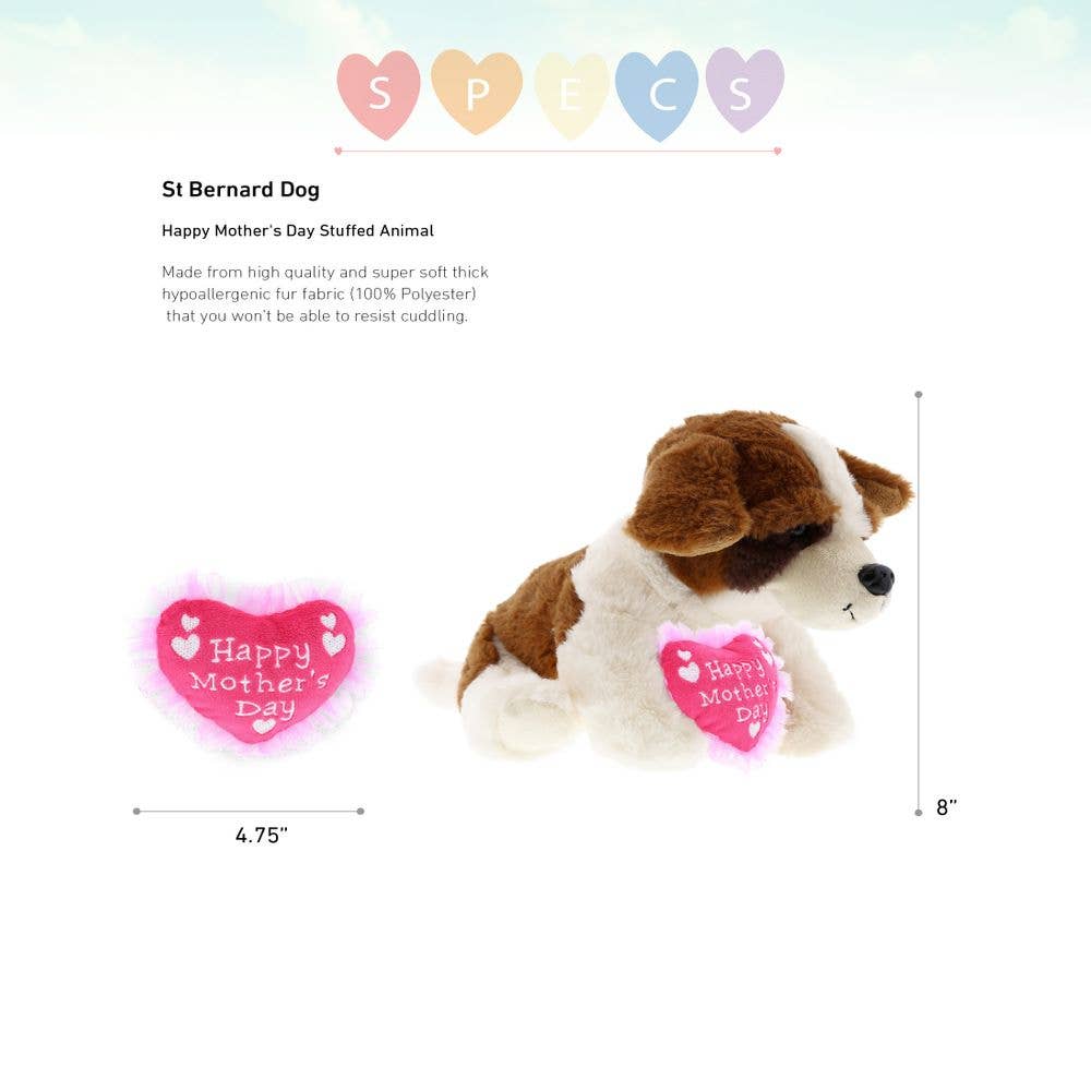 Cota Global – Engroshandel Plyslegetøj - Børn og baby – Plys Mors Dags Hjerte - Super Blød Plys - Sankt Bernhard Hund2