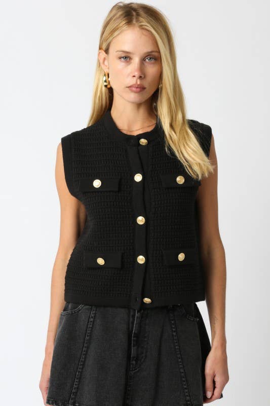 Olivaceous - Wholesale Knit Top - Women's - Selena Button Knit Top0