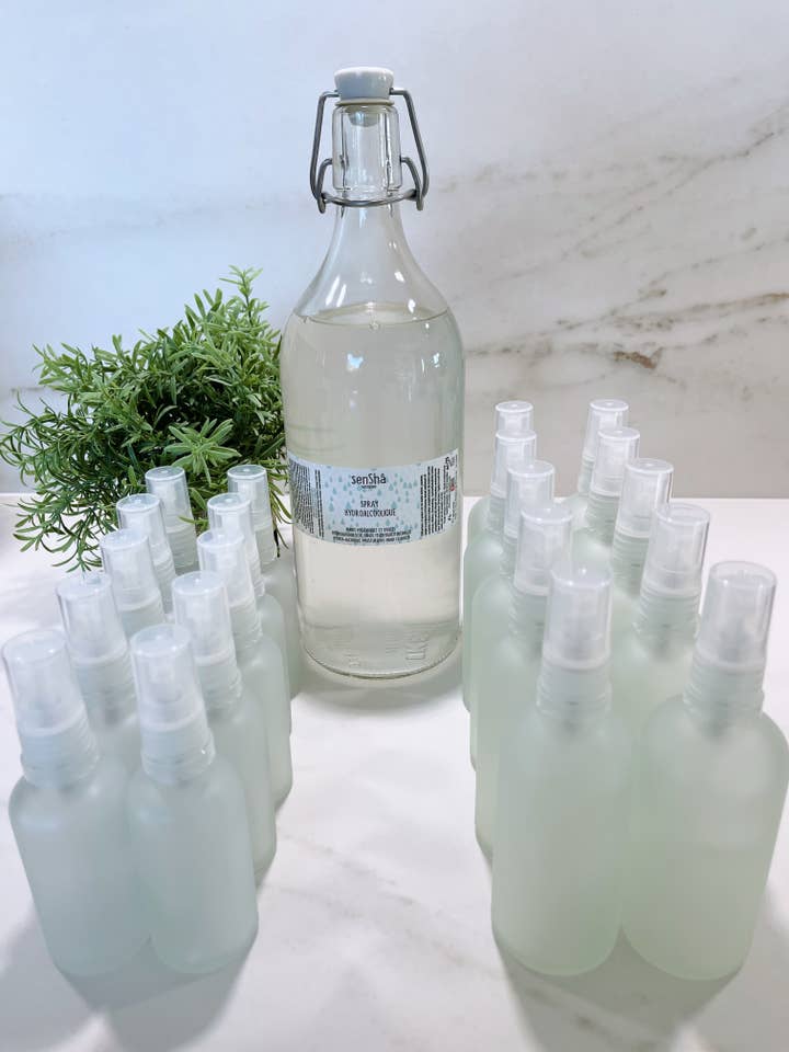 Starter Kit Vrac Spray Hydroalcoolique 1L avec flacons pour la vente par SenShâ Cosmetics Sàrl
