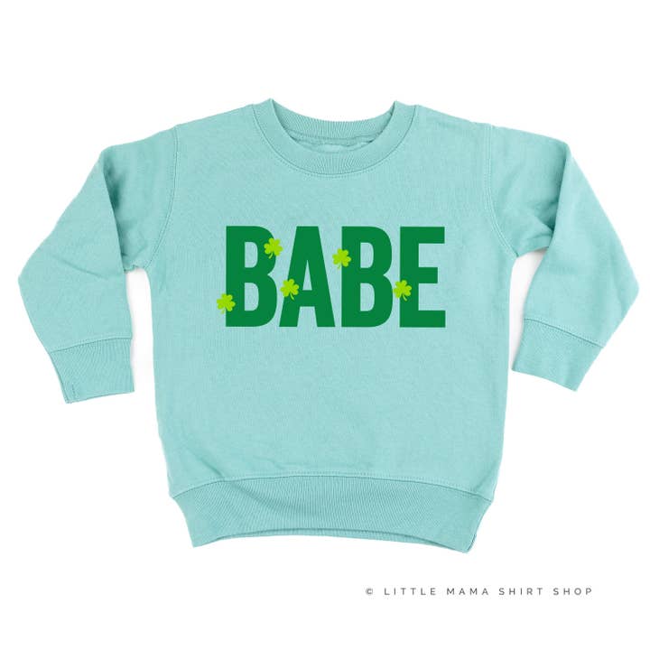 Babe - Mini Shamrocks - Child Sweater for wholesale by Little Mama Shirt Shop