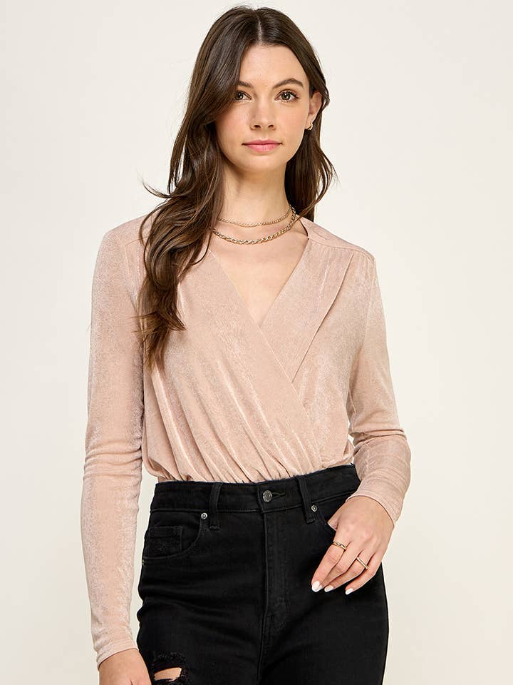 SLINKY STICKAD LÅNGÄRMAD SURPLICE BODYSUIT - ET2452 för wholesale av Freesia