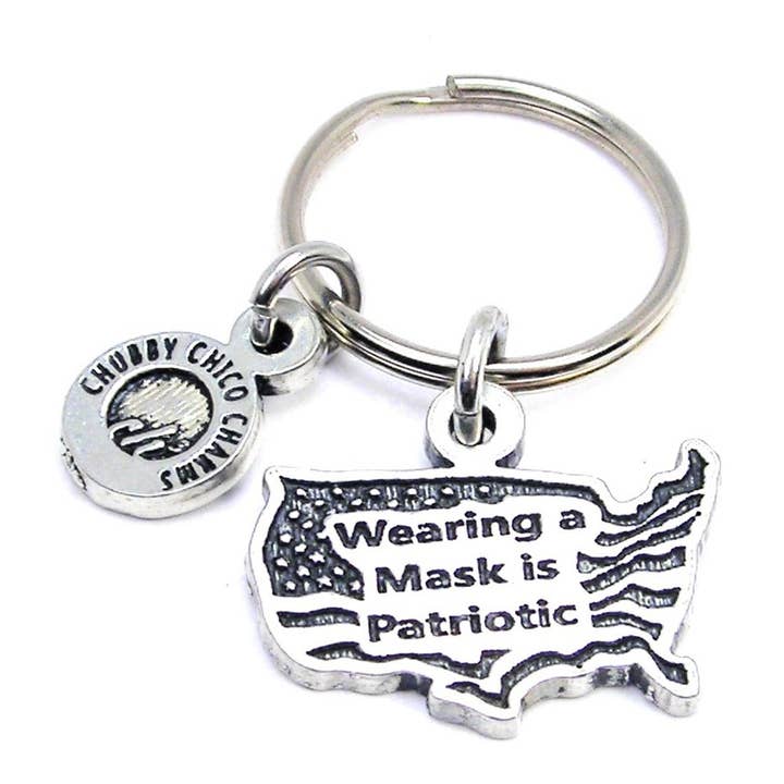 Wearing A Mask Is Patriotic Key Chain for wholesale by Chubby Chico Charms
